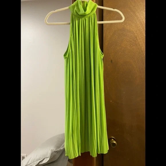 Naked Zebra Dresses | Nwt Naked Zebra High Neck Pleated Green Dress From Fabrik | Color: Green | Size: S | Jasminethomp339's Closet